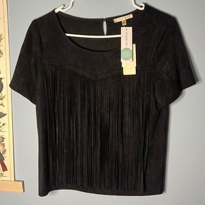 Skies are Blue Boho Black Top